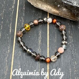 Smokey Quartz beaded bracelet/speeding laws of karma/ protection for Scorpio